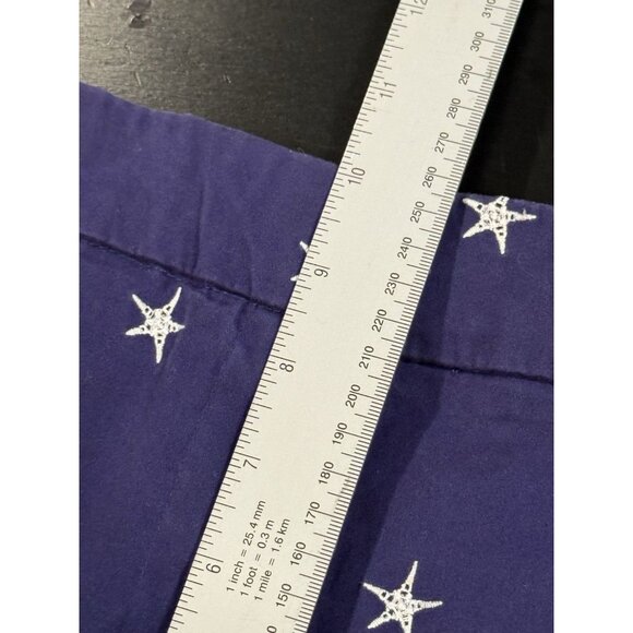 British Khaki Americana Mid Rise Blue Embroidered Stars Shorts Womens size 12 - Picture 9 of 10